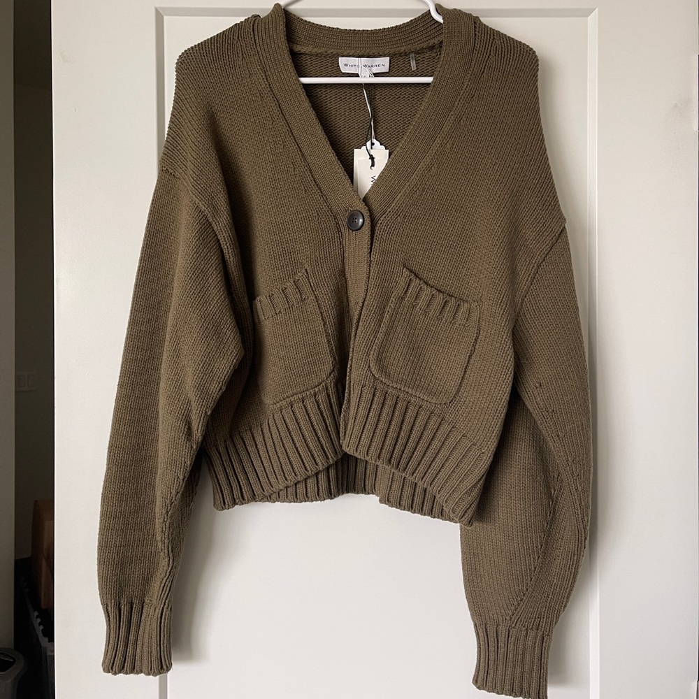 NEW White & Warren cropped cardigan